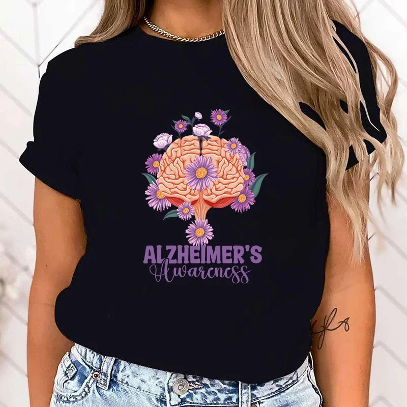 Hot Alzheimer'S Awareness Print T-Shirt New Style Summer Casual Loose Lady Harajuku Short-sleev Elegant All-match Shirts T Shirt
Hot Alzheimer'S Awareness Print T-Shirt New Style Summer Casual Loose Lady Harajuku Short-sleev Elegant All-match Shirts T Shirt