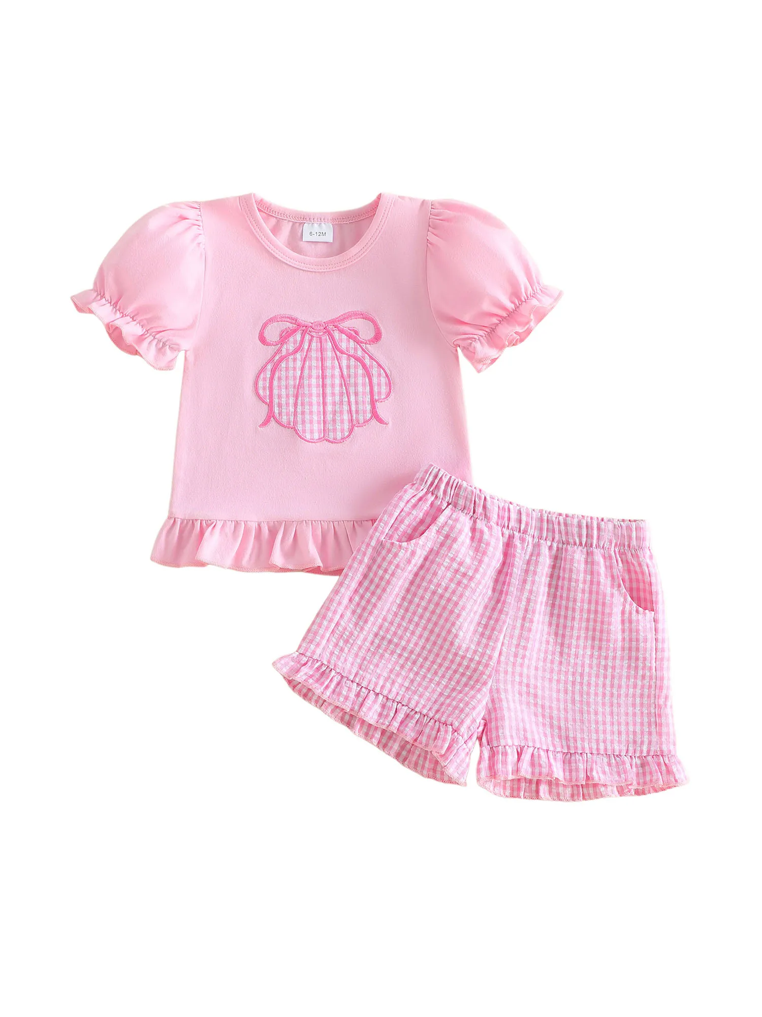 Adorable Infant Girls Stylish Seashell Embroidered Short Sleeve Top and Plaid Shorts 2-Piece Set for Summer Fashion
Adorable Infant Girls Stylish Seashell Embroidered Short Sleeve Top and Plaid Shorts 2-Piece Set for Summer Fashion