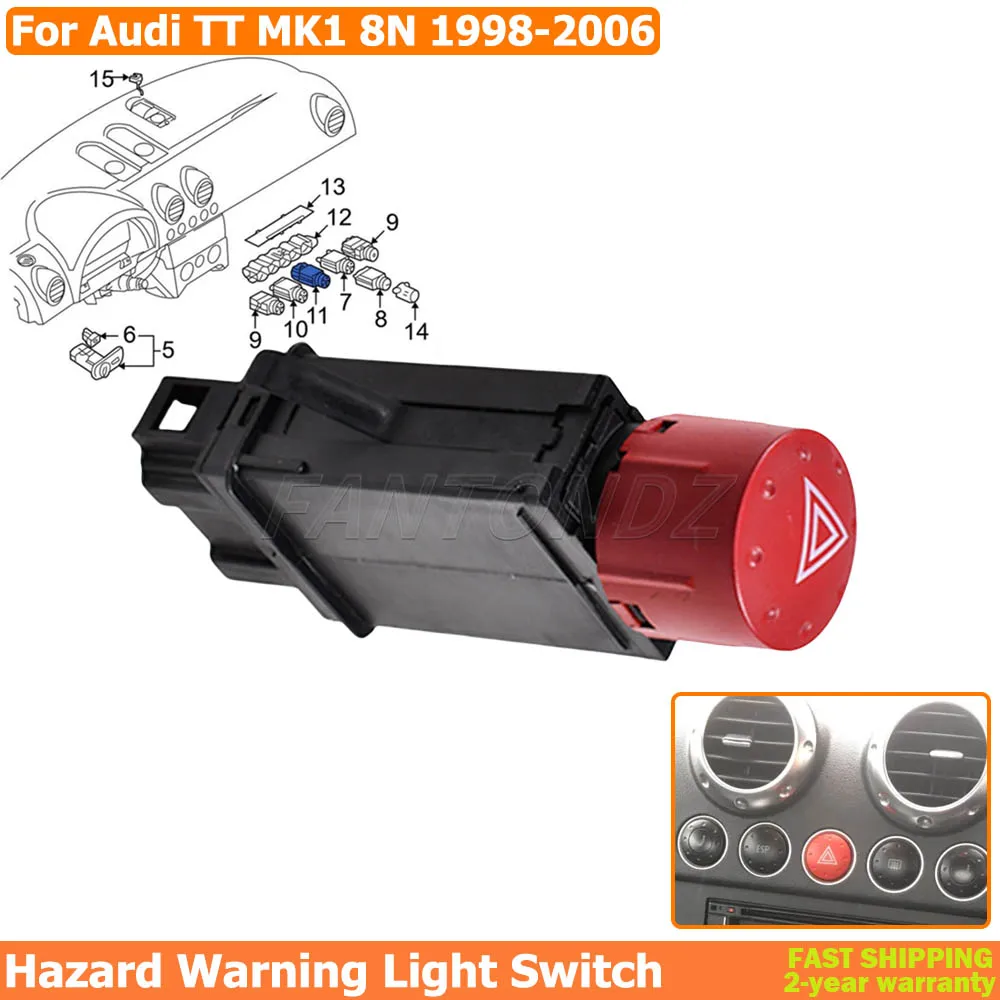 Emergency Hazard Warning Light Flasher Switch Turn Signal Relay Control Switch For Audi TT MK1 8N 1998-2006 8N0941509B
Emergency Hazard Warning Light Flasher Switch Turn Signal Relay Control Switch For Audi TT MK1 8N 1998-2006 8N0941509B