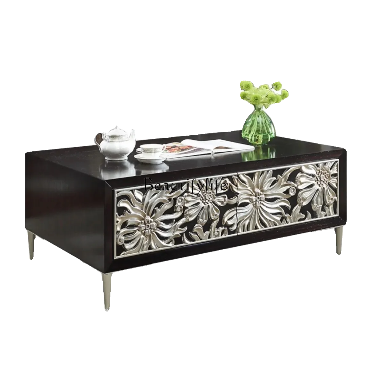 American light luxury coffee table small apartment solid wood rectangular black sandalwood paint tea table
American light luxury coffee table small apartment solid wood rectangular black sandalwood paint tea table