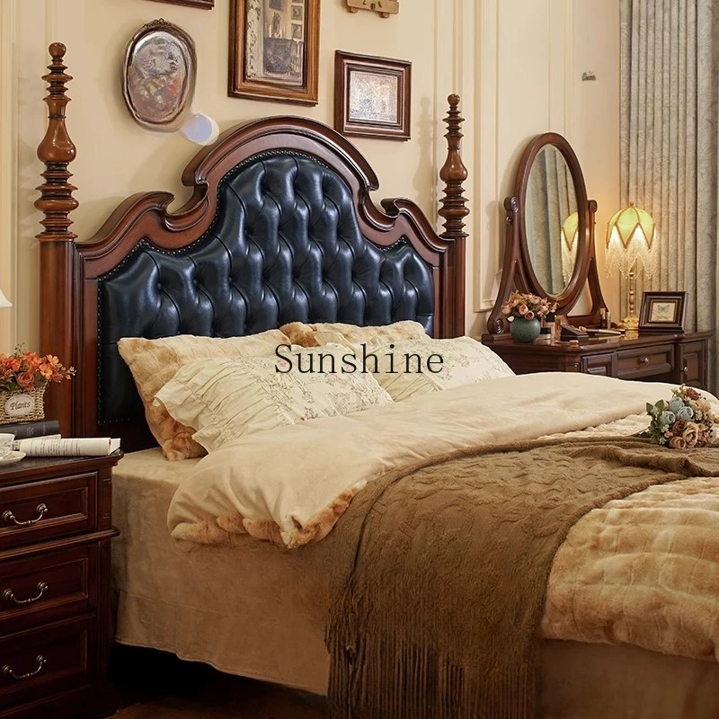 American solid wood leather soft bag retro style rural furniture double wedding bed master bedroom
American solid wood leather soft bag retro style rural furniture double wedding bed master bedroom