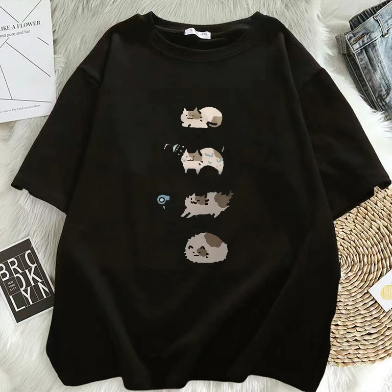 Summer Bathing Cat Cute Cartoon Short Sleeved T-shirt for Women Casual Loose Breathable Hair Dryer Couple Tshirt Fashion
Summer Bathing Cat Cute Cartoon Short Sleeved T-shirt for Women Casual Loose Breathable Hair Dryer Couple Tshirt Fashion