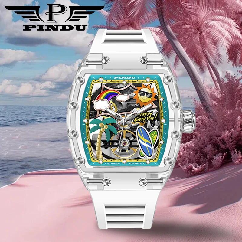 PINDU Design Luxury Brand Men Mechanical Watch Beach Series Sapphire Glass Stainless Steel Waterproof Wine Barrel shaped Watch
PINDU Design Luxury Brand Men Mechanical Watch Beach Series Sapphire Glass Stainless Steel Waterproof Wine Barrel shaped Watch