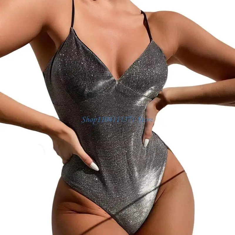 P9FC Women Monokini Swimsuit Swimwears Glittering Monokini Bathing Suit for Beach
P9FC Women Monokini Swimsuit Swimwears Glittering Monokini Bathing Suit for Beach