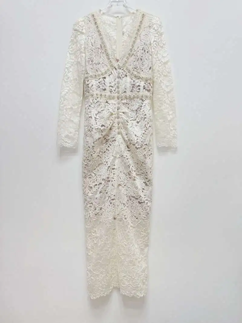 Designer Summer Holiday Diamond Flower Embroidery Lace Prom Dress Women 2024 Autumn Sexy V Neck Lady Party Beading Chain Vestido
Designer Summer Holiday Diamond Flower Embroidery Lace Prom Dress Women 2024 Autumn Sexy V Neck Lady Party Beading Chain Vestido