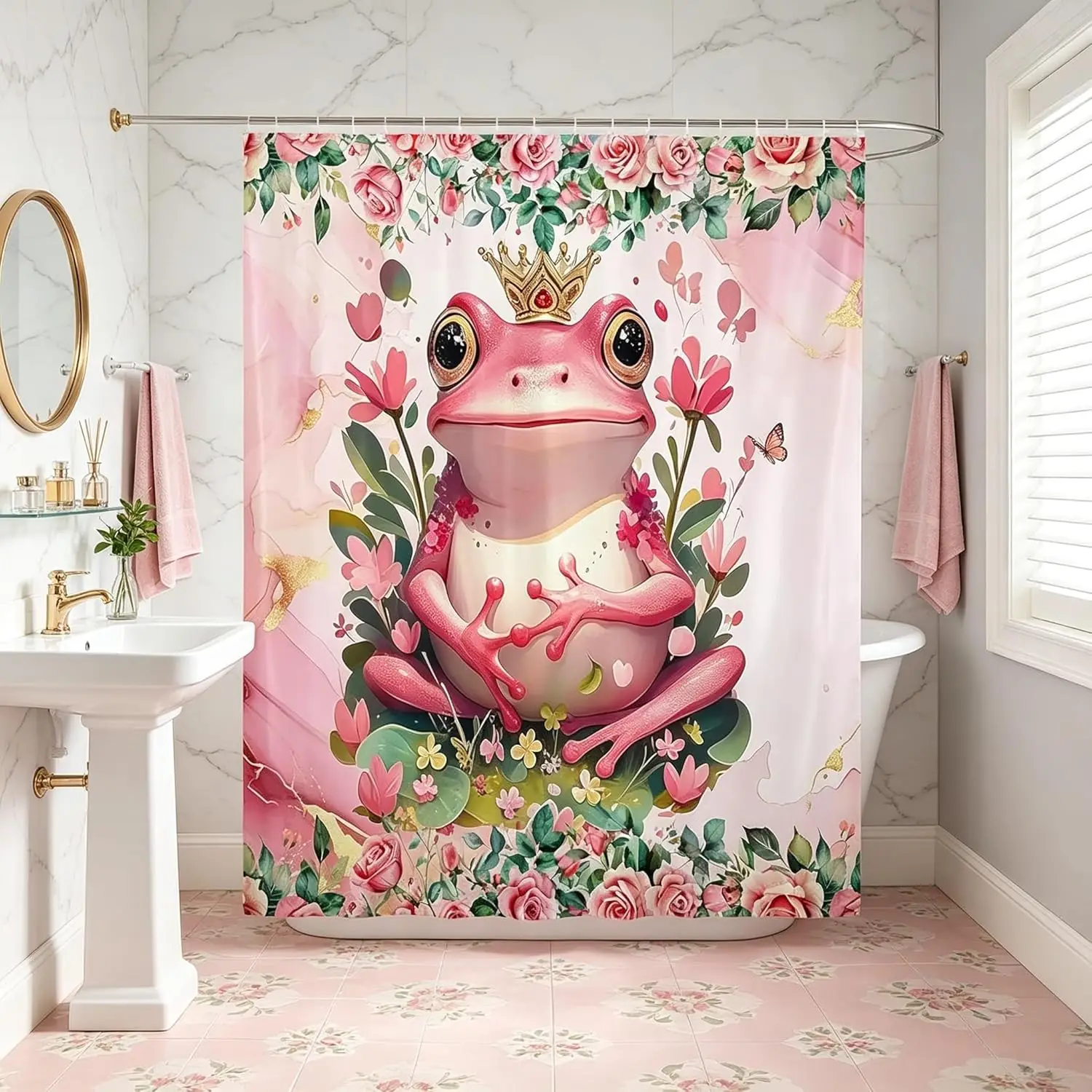 Cute Pink Frog Floral Shower Curtain Whimsical Cottagecore Bathroom Decor Tropical Aesthetic Waterproof Design Home Accessories
Cute Pink Frog Floral Shower Curtain Whimsical Cottagecore Bathroom Decor Tropical Aesthetic Waterproof Design Home Accessories