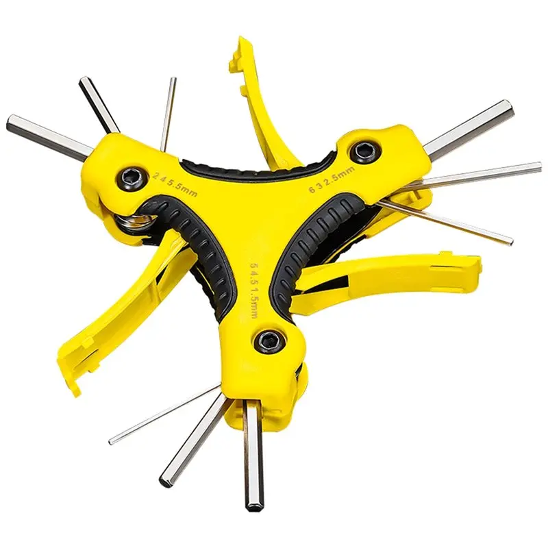 Набор складных треугольных шестигранных ключей Happy New 9 в 1 (1.5/2/2.5/3/4/4.5/5/5.5/6 мм) – универсальный комбинированный инструмент
Набор складных треугольных шестигранных ключей Happy New 9 в 1 (1.5/2/2.5/3/4/4.5/5/5.5/6 мм) – универсальный комбинированный инструмент