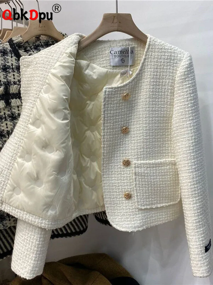 Winter Tweed Thick Round Neck Jackets Coat Casual Warm Women Double Breasted Chaquetas Casaco Cotton Padded Lined Ceket Abrigo
Winter Tweed Thick Round Neck Jackets Coat Casual Warm Women Double Breasted Chaquetas Casaco Cotton Padded Lined Ceket Abrigo