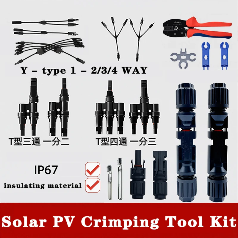 PV Connector 1000V 30A Y Type IP67 Waterproof Y type Parallel Connection Solar Panel System Two - pieces Solar Cell Connect Plug
PV Connector 1000V 30A Y Type IP67 Waterproof Y type Parallel Connection Solar Panel System Two - pieces Solar Cell Connect Plug