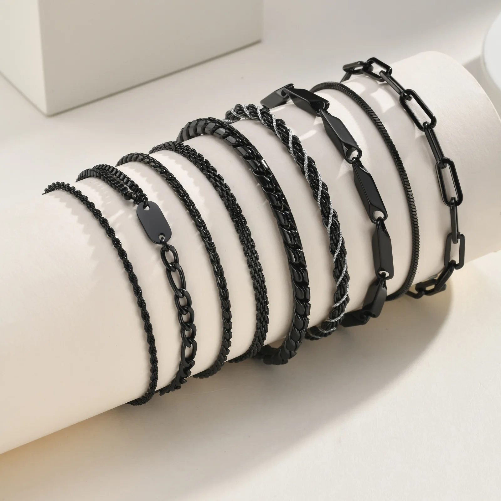 Vnox Black Stainless Steel Bracelet for Men Him, Punk Mixed Chain Link Wristband Adjustable Pulseira Male Hip Hop Jewelry Gift
Vnox Black Stainless Steel Bracelet for Men Him, Punk Mixed Chain Link Wristband Adjustable Pulseira Male Hip Hop Jewelry Gift