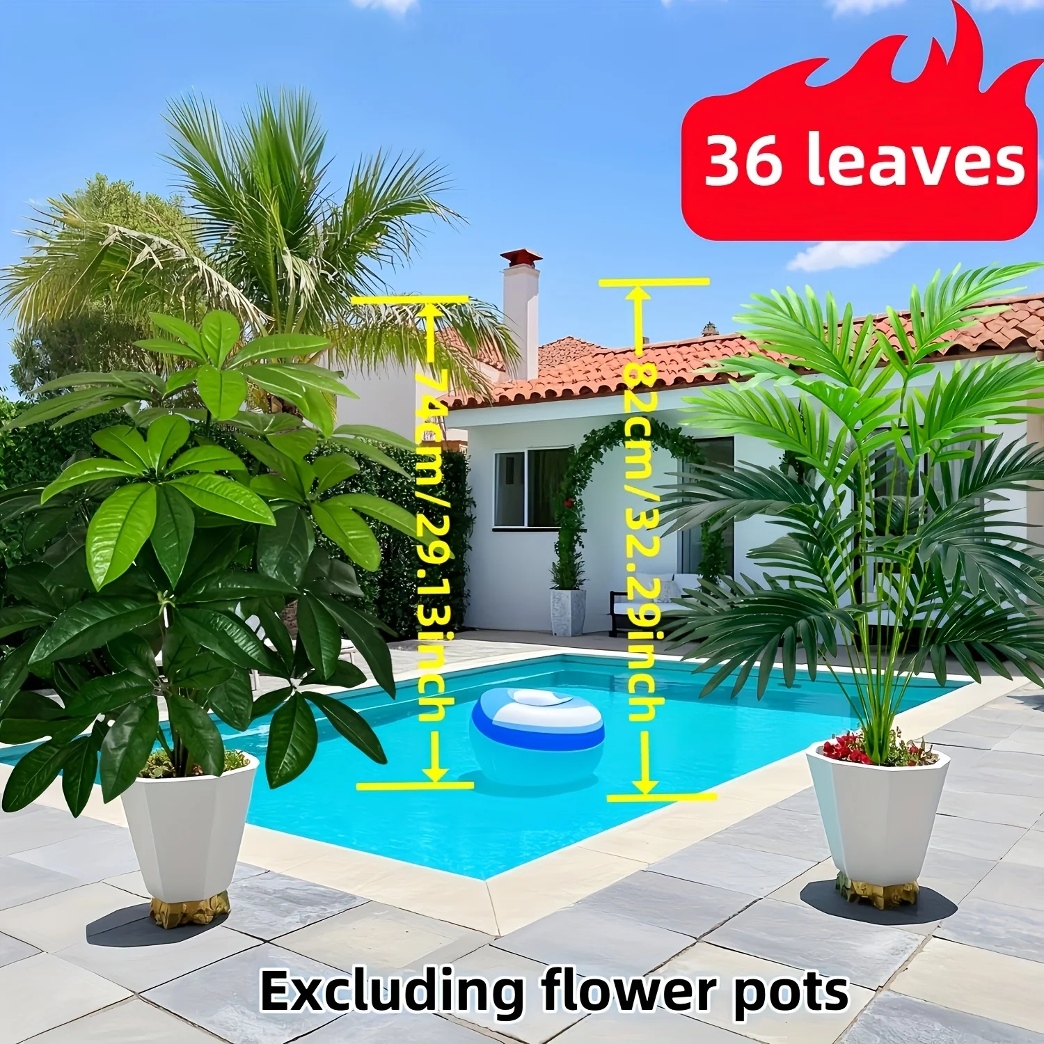 2 outdoor artificial plants, 36 leaves, palm tree, Nordic style, money tree design, tropical rainforest landscape H1620-004
2 outdoor artificial plants, 36 leaves, palm tree, Nordic style, money tree design, tropical rainforest landscape H1620-004