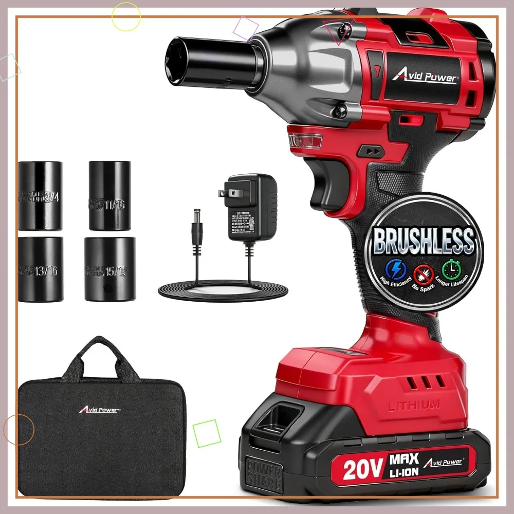 1/2" Cordless Impact Wrench 332 Ft-lbs, Brushless Motor, 20V with 2.0Ah Battery & Charger
1/2" Cordless Impact Wrench 332 Ft-lbs, Brushless Motor, 20V with 2.0Ah Battery & Charger