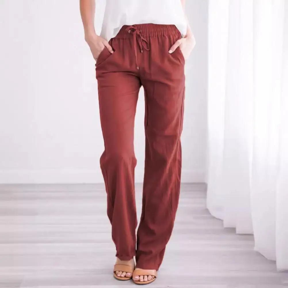 Elastic Waist Women Trousers Stylish Women's Elastic Waist Pants with Pockets Straight Leg Trousers for Casual Wear Lightweight
Elastic Waist Women Trousers Stylish Women's Elastic Waist Pants with Pockets Straight Leg Trousers for Casual Wear Lightweight