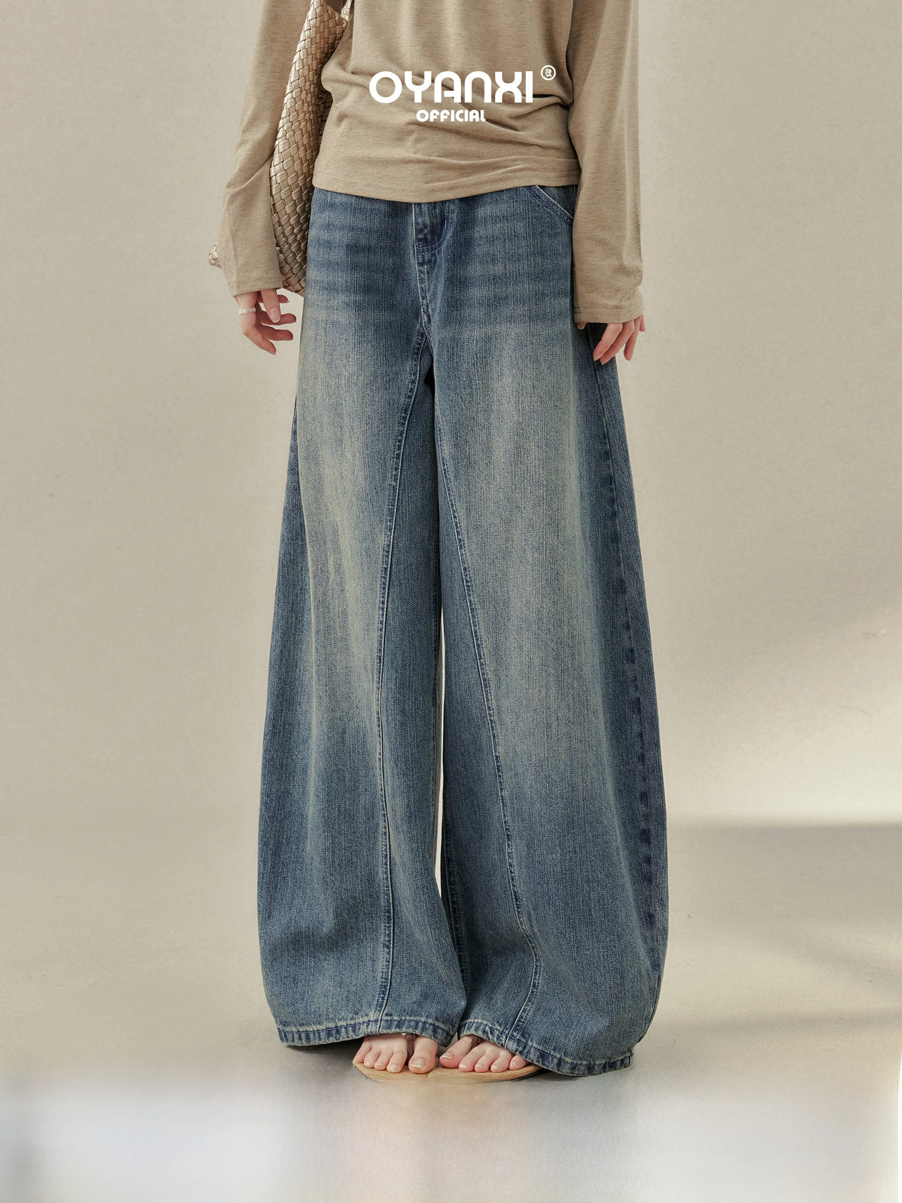 Ou Yang Xi C Position White Wide Leg Jeans Vintage Washed Loose Silhouette High Waist Denim Pants Ladies Spring Season
Ou Yang Xi C Position White Wide Leg Jeans Vintage Washed Loose Silhouette High Waist Denim Pants Ladies Spring Season