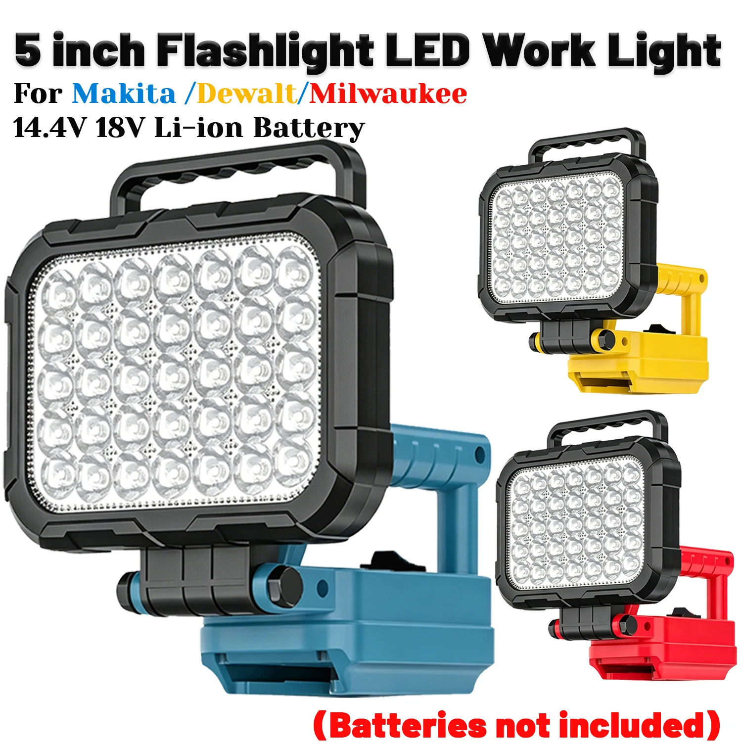LED Work Light 5 Inch Cordless for Makita/Dewalt/Milwaukee 14.4-20V Battery Dual USB Hook Garage Camping Emergency No Battery
LED Work Light 5 Inch Cordless for Makita/Dewalt/Milwaukee 14.4-20V Battery Dual USB Hook Garage Camping Emergency No Battery
