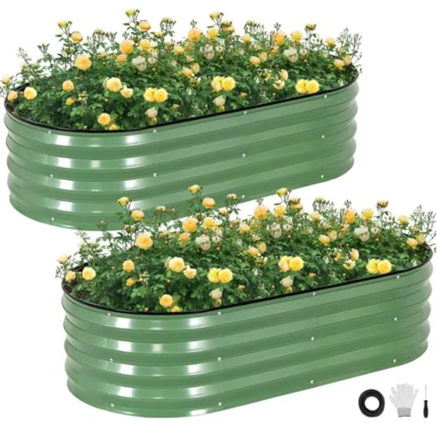 Galvanized Raised Garden Bed Outdoor 2Pcs 4x2x1ft Oval Planter Box with Rubber Strip Metal Raised Bed Kit for Vegetables Flower
Galvanized Raised Garden Bed Outdoor 2Pcs 4x2x1ft Oval Planter Box with Rubber Strip Metal Raised Bed Kit for Vegetables Flower