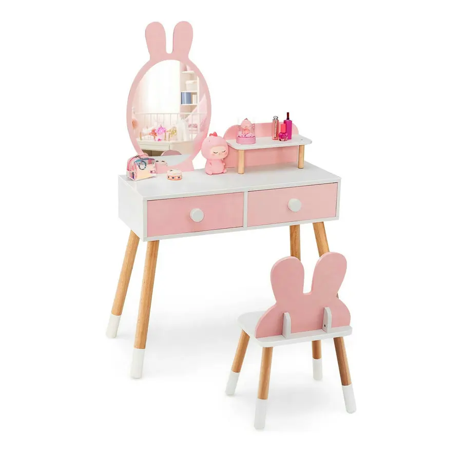 #Wooden Kids Makeup Dressing Table and Chair Set Girls Modern Vanity Table with Mirror Children Stool Child Furniture for Bedroo
#Wooden Kids Makeup Dressing Table and Chair Set Girls Modern Vanity Table with Mirror Children Stool Child Furniture for Bedroo