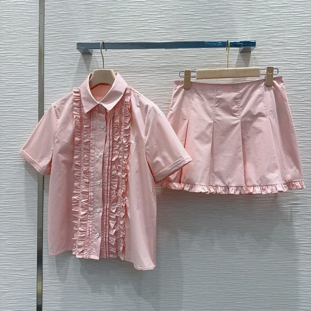 High-quality 2026 new women's button-down short-sleeved mini pleated skirt set, casual, fashionable and cute style xy2642037
High-quality 2026 new women's button-down short-sleeved mini pleated skirt set, casual, fashionable and cute style xy2642037