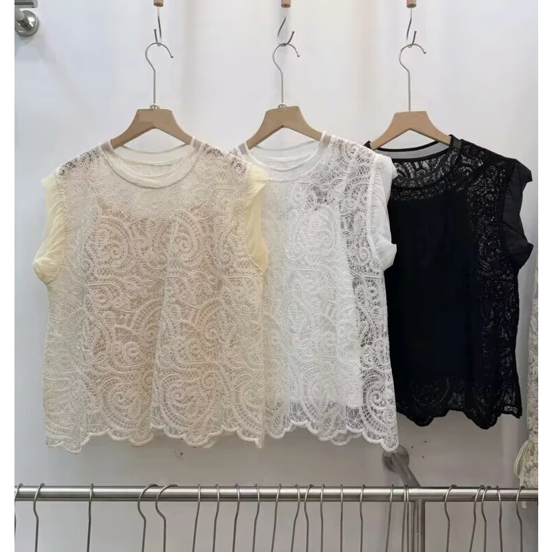 Lace Embroidery Sleeveless round Neck Pullover Tank Top Women's Shirt Summer 2026 New Style Two-Piece Set Breathable Loose Fit
Lace Embroidery Sleeveless round Neck Pullover Tank Top Women's Shirt Summer 2026 New Style Two-Piece Set Breathable Loose Fit