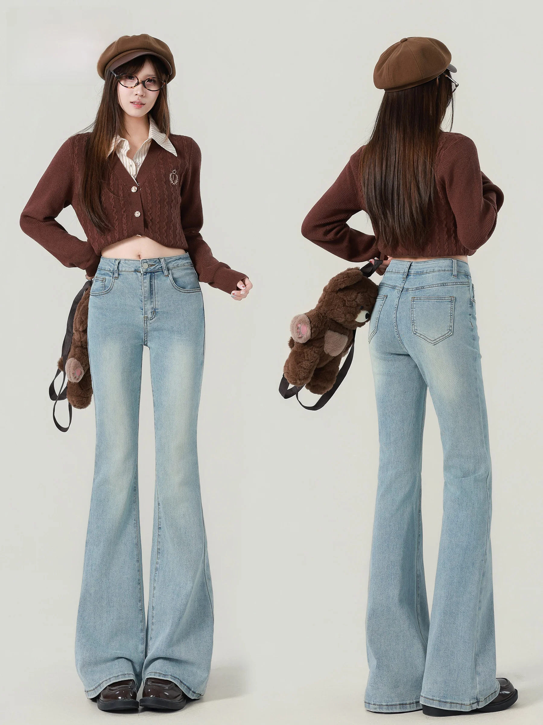 American Style High Waist Bell Bottom Jeans Women's Autumn New Elastic Slimming Small Size Apparent Thin Bell Pants
American Style High Waist Bell Bottom Jeans Women's Autumn New Elastic Slimming Small Size Apparent Thin Bell Pants