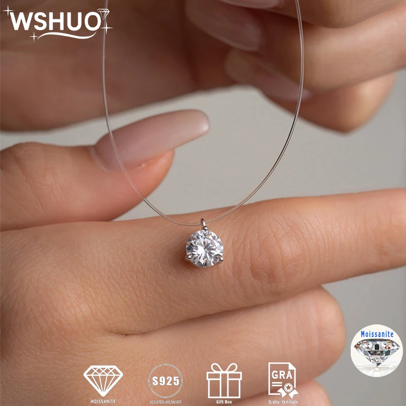 WSHUO 1-2ct D Moissanite Necklace Women's S925 Plated 18k Gold Pendant Transparent Fishline Necklace Simple Versatile for Party
WSHUO 1-2ct D Moissanite Necklace Women's S925 Plated 18k Gold Pendant Transparent Fishline Necklace Simple Versatile for Party