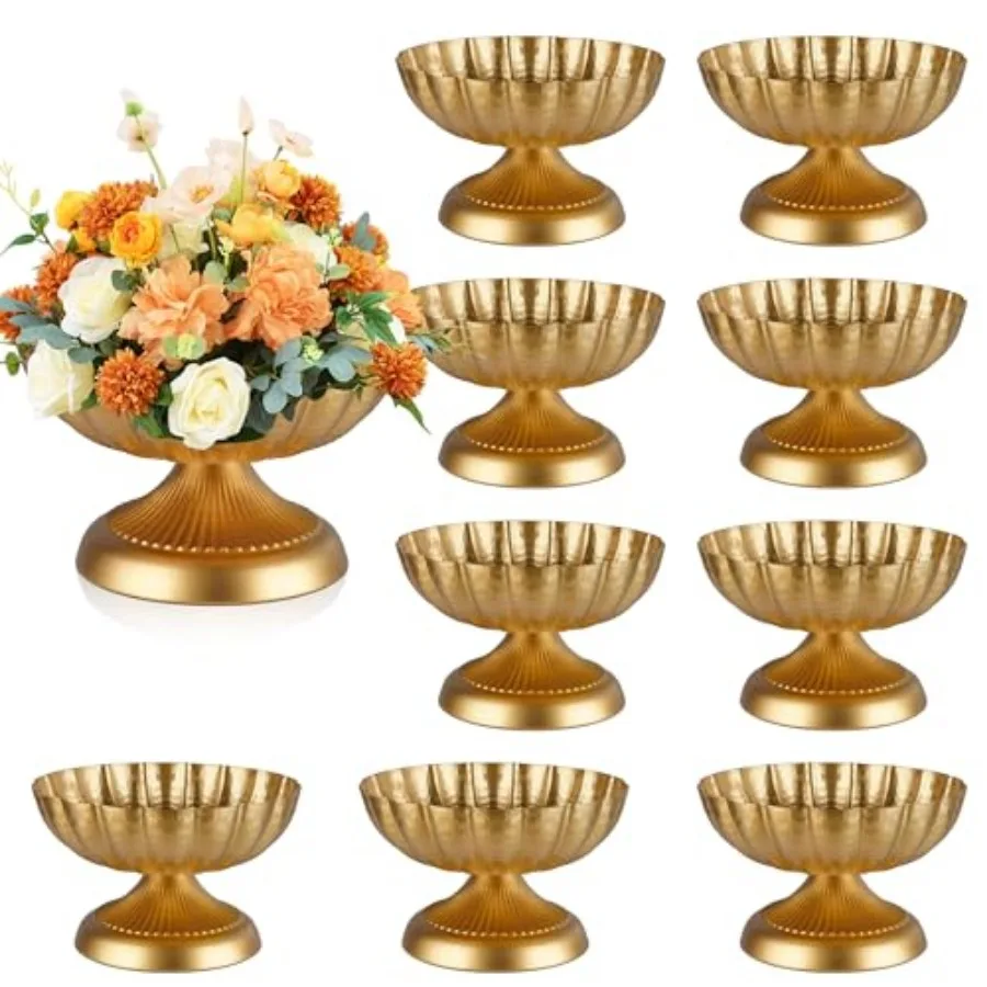 Compote Bowl Vases for Centerpieces 7" Urn Vase, Metal Small Pedestal VaSe Gold Pot, Flower Arrangement for Wedding Anniversary
Compote Bowl Vases for Centerpieces 7" Urn Vase, Metal Small Pedestal VaSe Gold Pot, Flower Arrangement for Wedding Anniversary