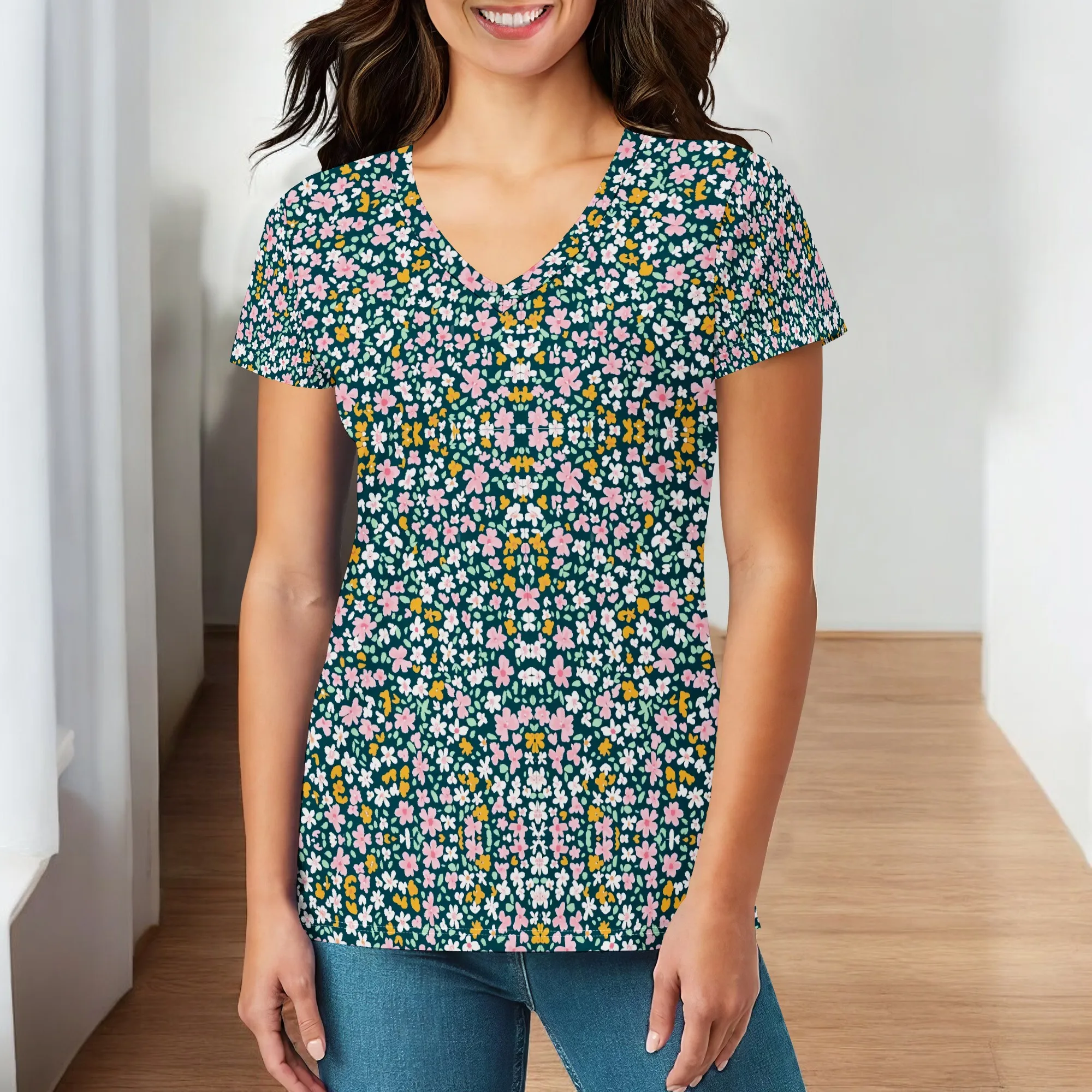 Women Trendy Floral Pattern Summer Shirts and Blouses Short Sleeve Tops V Neck Loose Fit Casual Tees Vacation Outf T-shirt S-3XL
Women Trendy Floral Pattern Summer Shirts and Blouses Short Sleeve Tops V Neck Loose Fit Casual Tees Vacation Outf T-shirt S-3XL