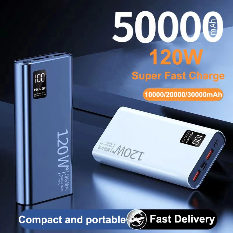 120W Super Fast Charging Power Bank 50000mAh Portable Charger Powerbank for iPhone Samsung Huawei Xiaomi External Spare Battery
120W Super Fast Charging Power Bank 50000mAh Portable Charger Powerbank for iPhone Samsung Huawei Xiaomi External Spare Battery