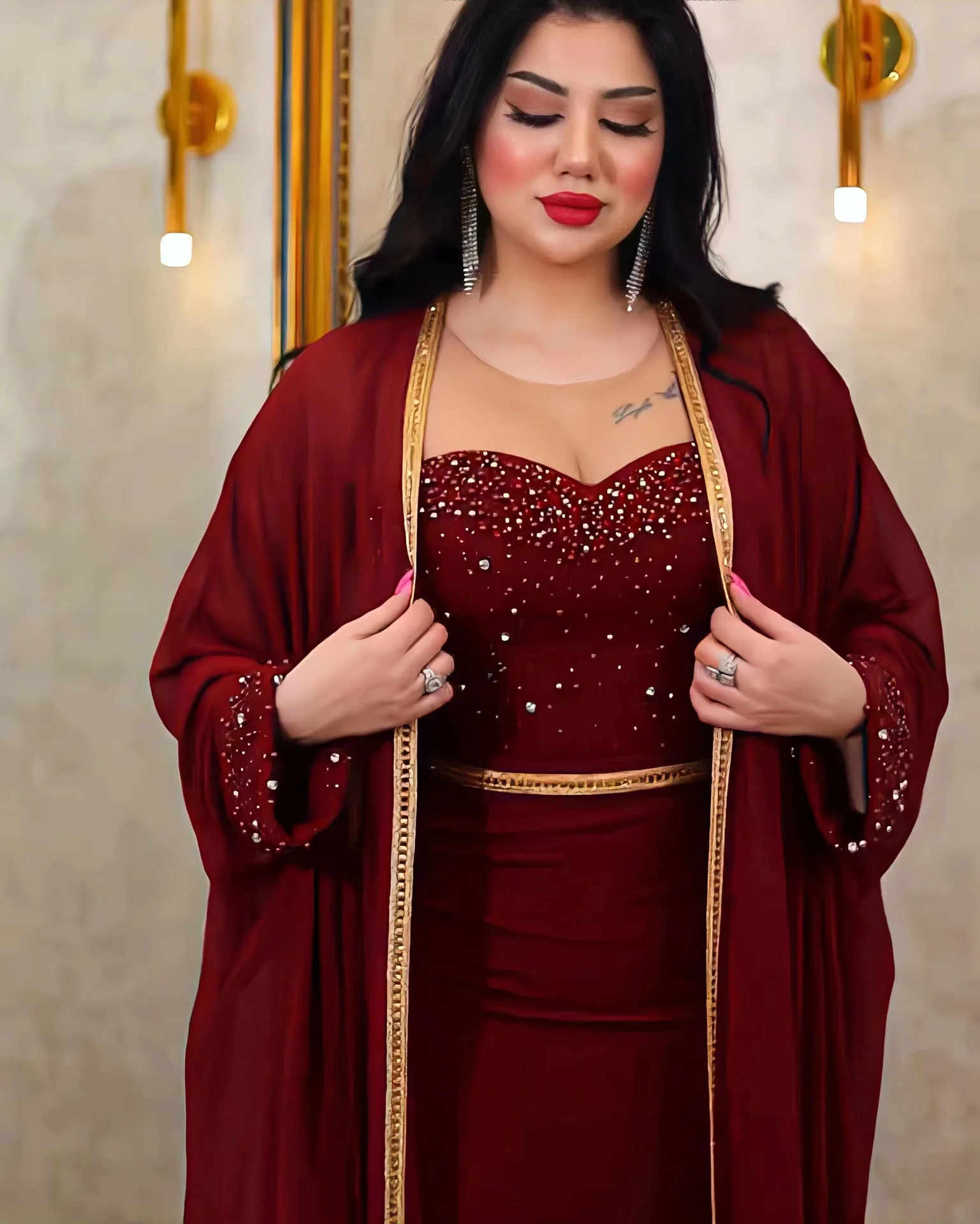 Eid Abayas for Women Dubai Muslim Dress 2 Piece Set Kaftan Party Robe Djellaba Kebaya Morocco Caftan Islam Jalabiya Vestidos New
Eid Abayas for Women Dubai Muslim Dress 2 Piece Set Kaftan Party Robe Djellaba Kebaya Morocco Caftan Islam Jalabiya Vestidos New