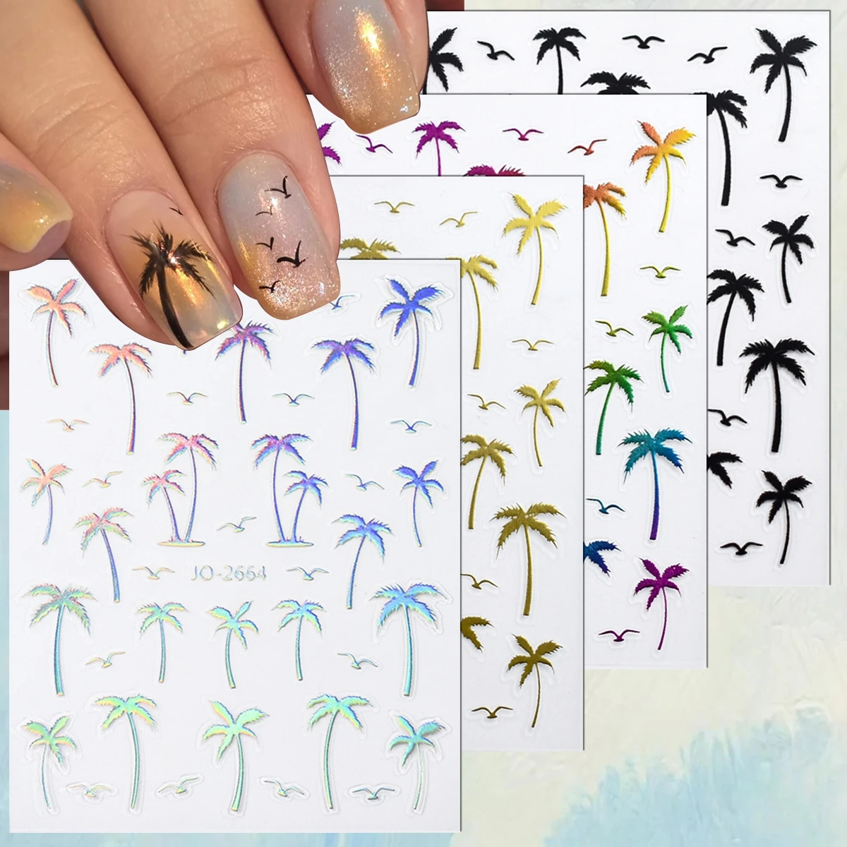 2/4/8/12 Sheets 3D Palm Tree Nail Stickers Tropical Coconut Tree Seagull Self Adhesive Summer Beach Nail Decals
2/4/8/12 Sheets 3D Palm Tree Nail Stickers Tropical Coconut Tree Seagull Self Adhesive Summer Beach Nail Decals