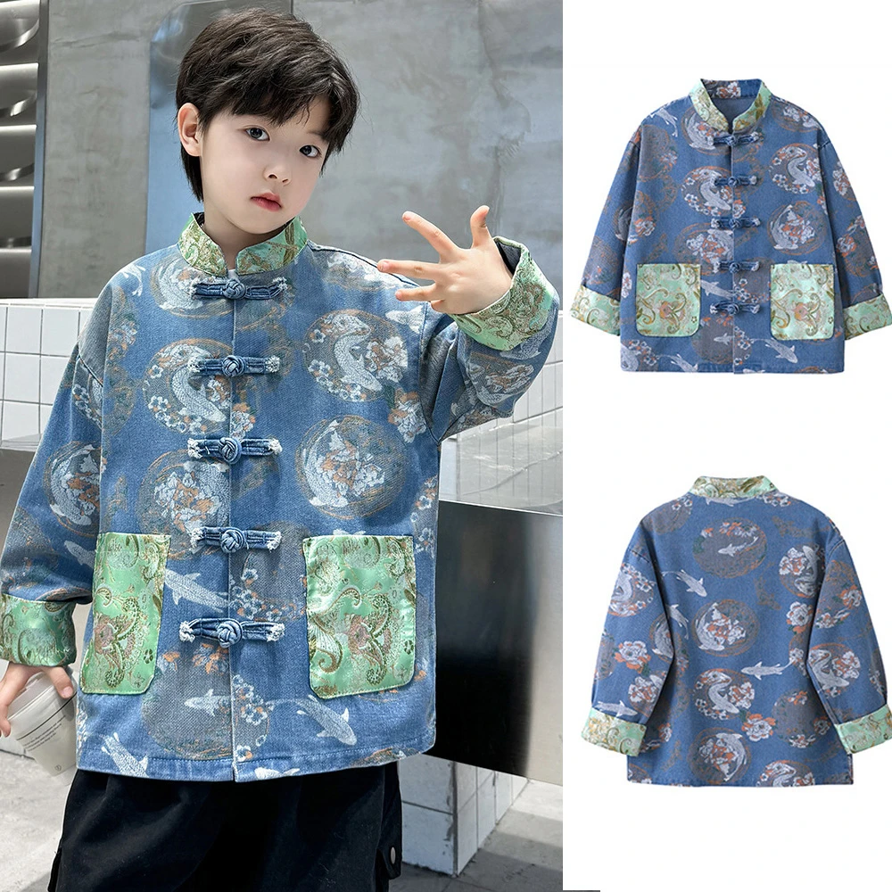 Children's Tang Top Hanfu Coat For Baby Kids Boys Chinese Traditional Denim Jacket Vintage Button Jacket Child Kong Fu Shirt
Children's Tang Top Hanfu Coat For Baby Kids Boys Chinese Traditional Denim Jacket Vintage Button Jacket Child Kong Fu Shirt