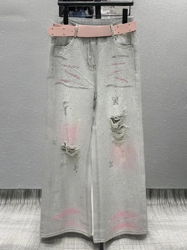 Summer 2026 High Waist Loose Straight Leg Jeans Women's Casual Torn Diamond Embellished Denim Pants Breathable Comfortable Fit
Summer 2026 High Waist Loose Straight Leg Jeans Women's Casual Torn Diamond Embellished Denim Pants Breathable Comfortable Fit