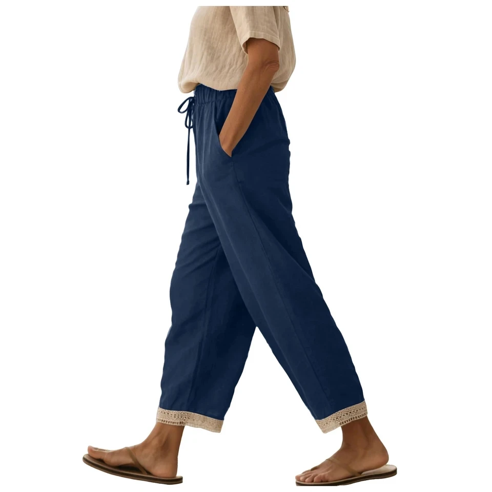 Women's 2026 Summer Pants Casual Lace Bottom Trousers Fashion Solid Loose Wide Leg Pants Beach Vacation Outfits With Pockets
Women's 2026 Summer Pants Casual Lace Bottom Trousers Fashion Solid Loose Wide Leg Pants Beach Vacation Outfits With Pockets