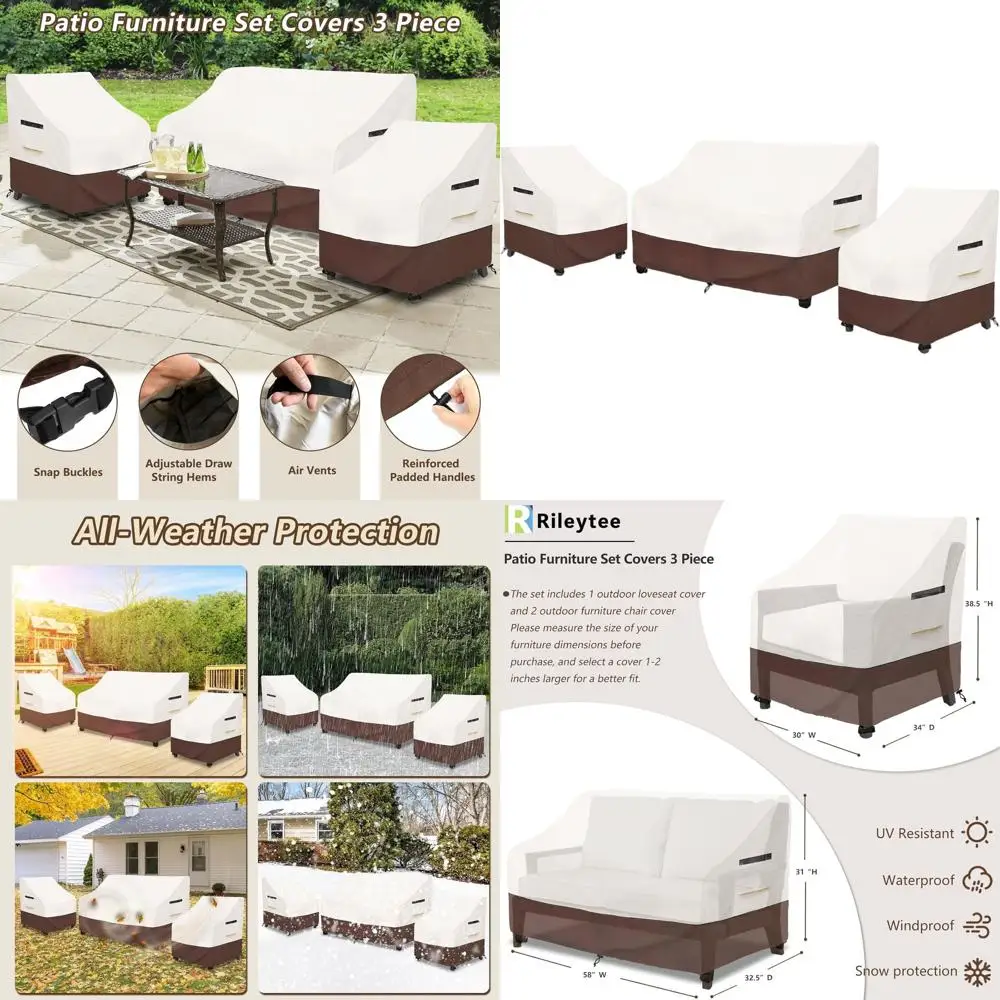 Комплект из 3-х предметов: водонепроницаемый чехол для садовой мебели - 2 стула и 1 кушетка, бежевый
Комплект из 3-х предметов: водонепроницаемый чехол для садовой мебели - 2 стула и 1 кушетка, бежевый