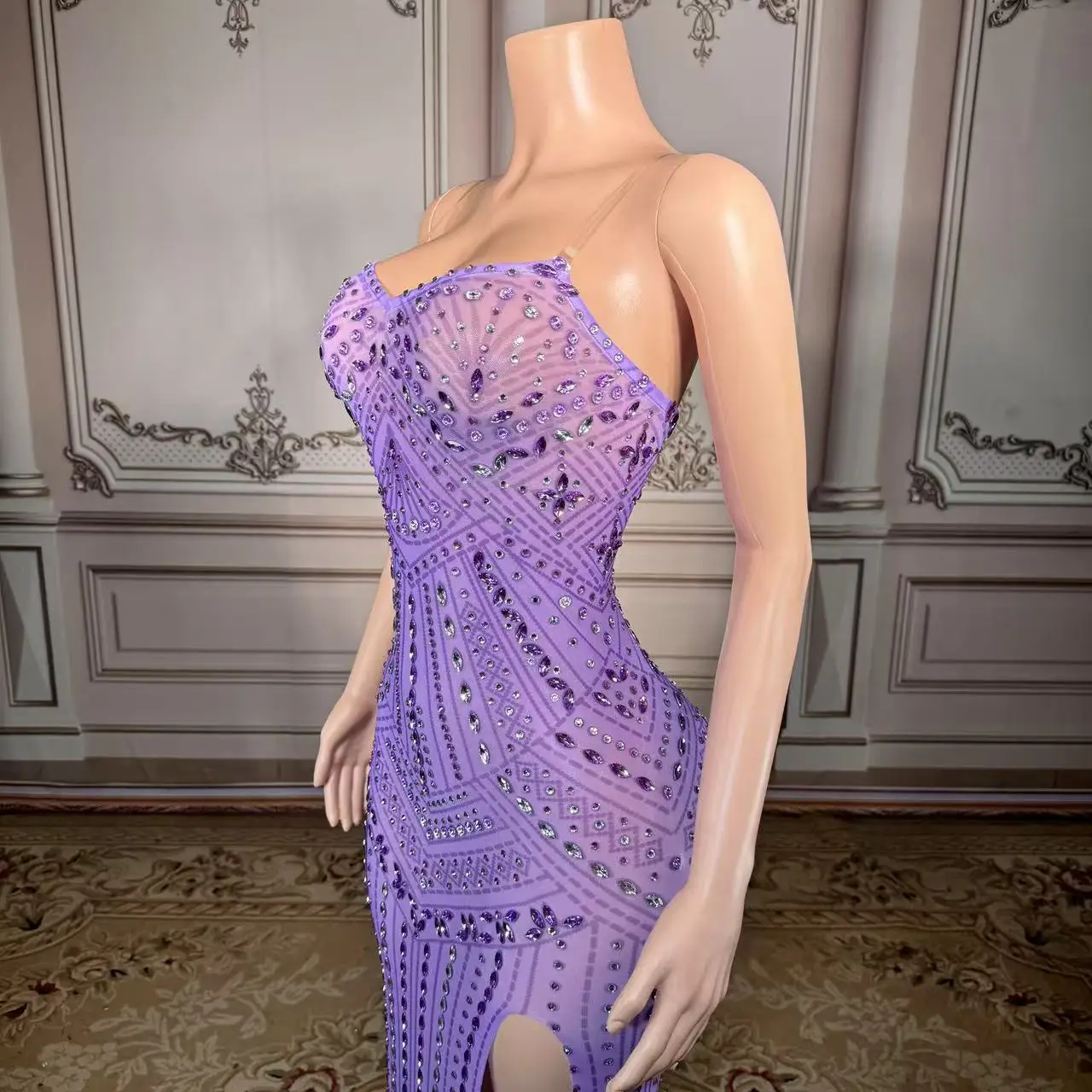 Women's Sexy Rhinestone Mesh Sleeveless Long Dress Transparent Evening Prom Birthday Luxurious Glitter Gown
Women's Sexy Rhinestone Mesh Sleeveless Long Dress Transparent Evening Prom Birthday Luxurious Glitter Gown