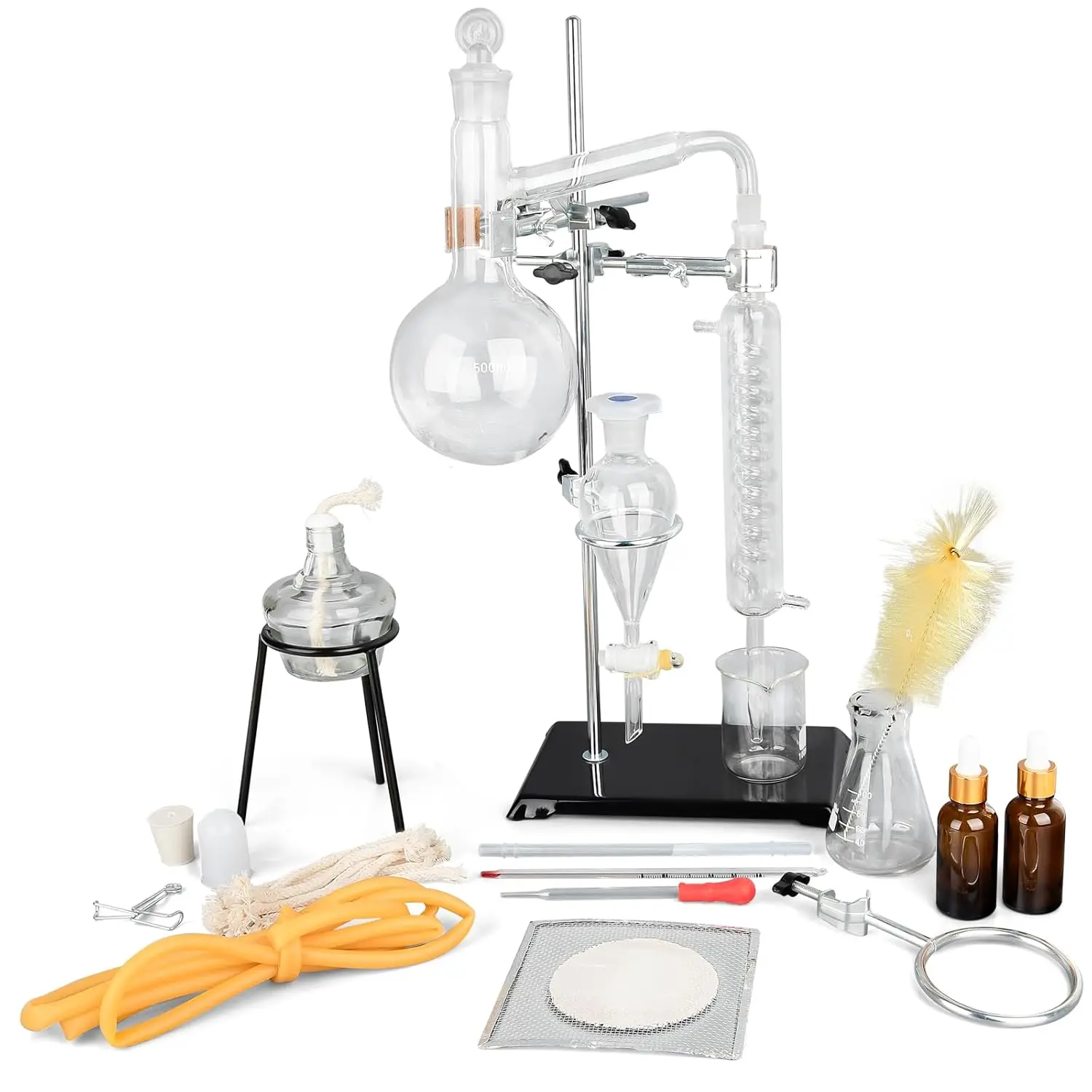 500ml Essential Oil Distillation Kit - 31pcs 3.3 Borosilicate Glassware with 24/40 Joints for DIY & Lab Use
500ml Essential Oil Distillation Kit - 31pcs 3.3 Borosilicate Glassware with 24/40 Joints for DIY & Lab Use