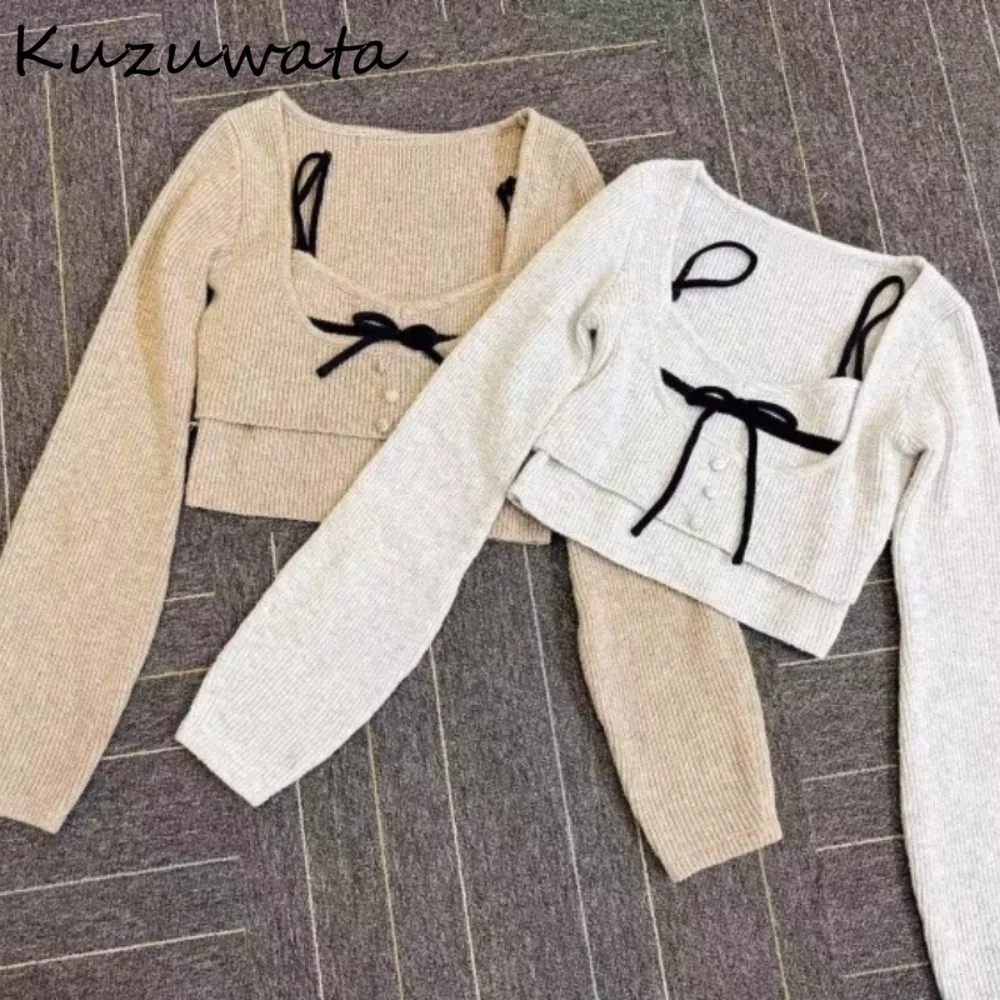 Kuzuwata Sweet Elegant Temperament Set Smock Knit New Pullover Bow Undershirt Sling Japan All-match Slim Celebrity Suit Sweater
Kuzuwata Sweet Elegant Temperament Set Smock Knit New Pullover Bow Undershirt Sling Japan All-match Slim Celebrity Suit Sweater