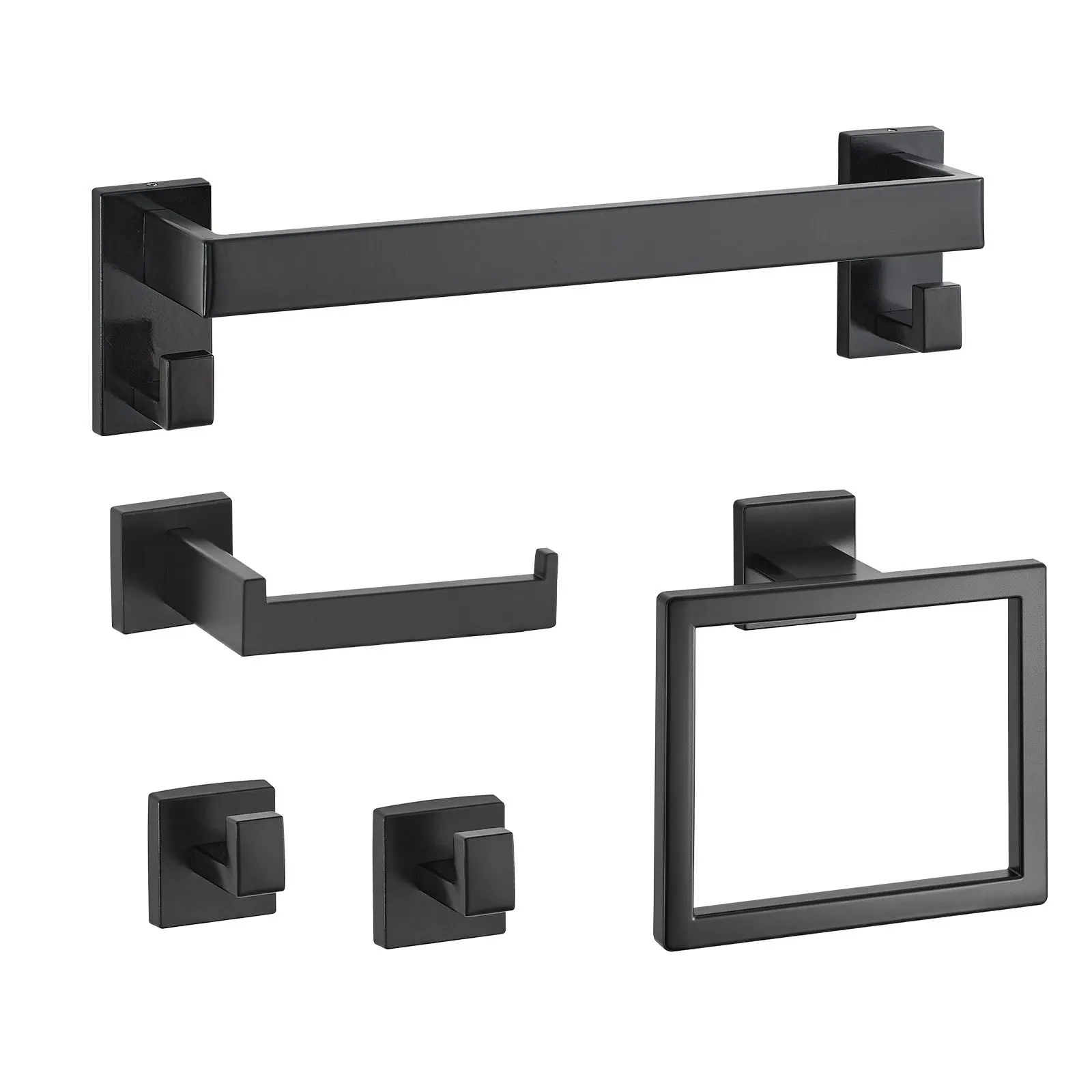 Matte Black Bathroom Hardware Set, 5 Pieces Bathroom Accessories Set, Stainless Steel 16 Inch Towel Bar, Towel Rack, 2 Robe
Matte Black Bathroom Hardware Set, 5 Pieces Bathroom Accessories Set, Stainless Steel 16 Inch Towel Bar, Towel Rack, 2 Robe