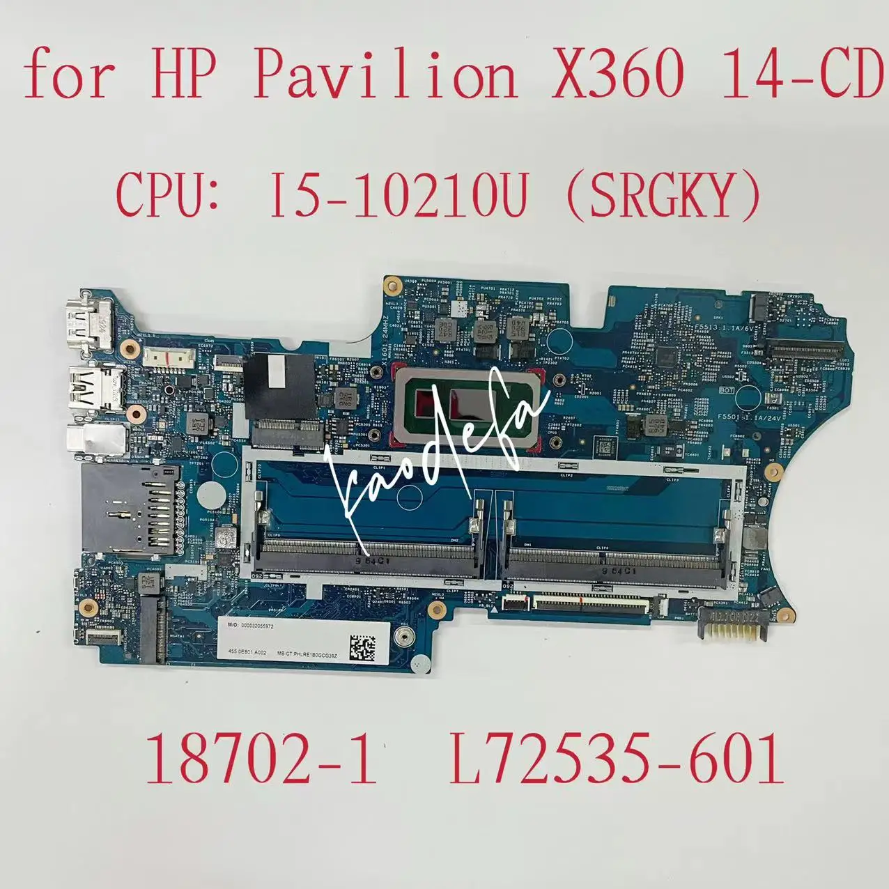 Материнская плата для ноутбука HP Pavilion X360 14-CD CPU:I5-1035G1 SRGKG DDR4 L72535-601 L72535-001 18702-1 Материнская плата
Материнская плата для ноутбука HP Pavilion X360 14-CD CPU:I5-1035G1 SRGKG DDR4 L72535-601 L72535-001 18702-1 Материнская плата