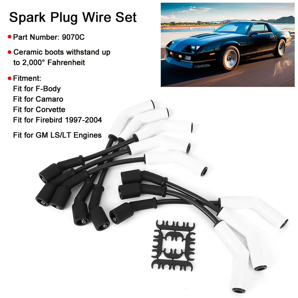 9070C Ignition Cable Kit Plug Cable Plug Wire Ceramic Boot Ignition Cable Replacement 9070C Fit for LS/LT Engines
9070C Ignition Cable Kit Plug Cable Plug Wire Ceramic Boot Ignition Cable Replacement 9070C Fit for LS/LT Engines