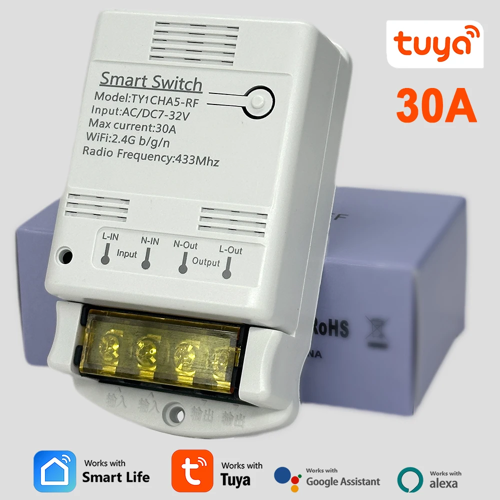 Wifi 20A 30A Relay 12V 24V 220V Module Tuya Smart Switch Home Automation Controller Work With Alexa Google Home