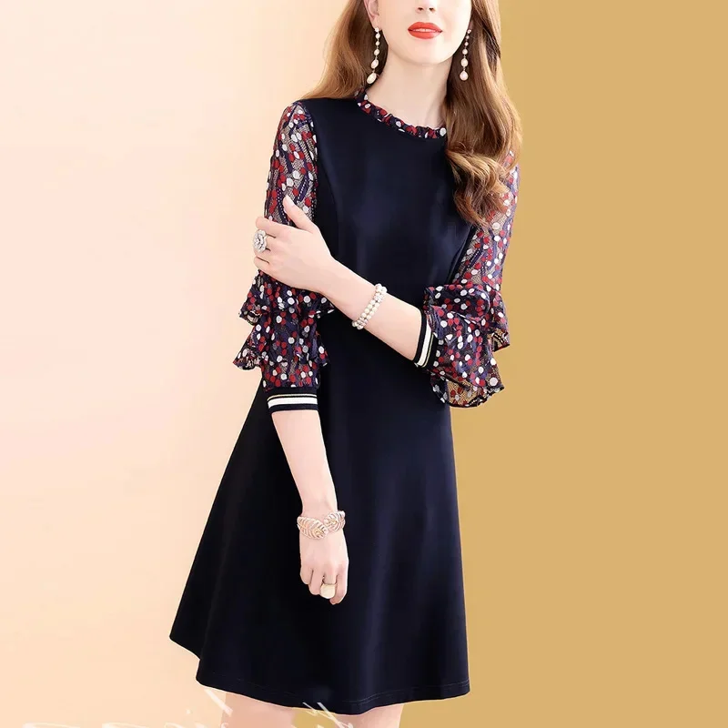 Lace Print Stitching Dress Spring Polka Dot Women Elegant Mini es Round Neck Fashion Office Lady Party Plus Size
Lace Print Stitching Dress Spring Polka Dot Women Elegant Mini es Round Neck Fashion Office Lady Party Plus Size