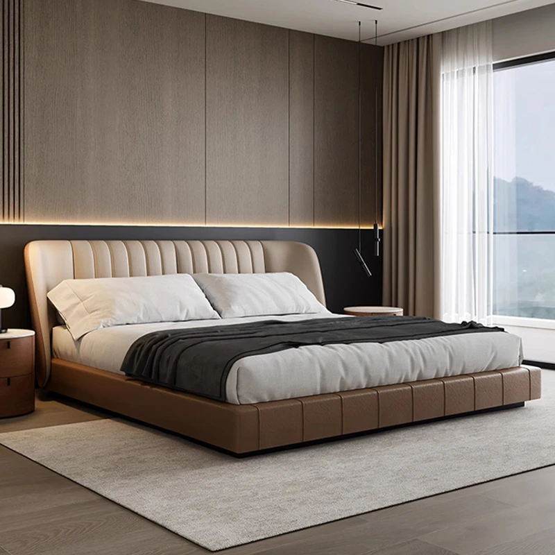 Cream style luxury Modern minimalist Italian style real leather beds Folding bed Home Bedroom Furniture bed frame king size 
Cream style luxury Modern minimalist Italian style real leather beds Folding bed Home Bedroom Furniture bed frame king size