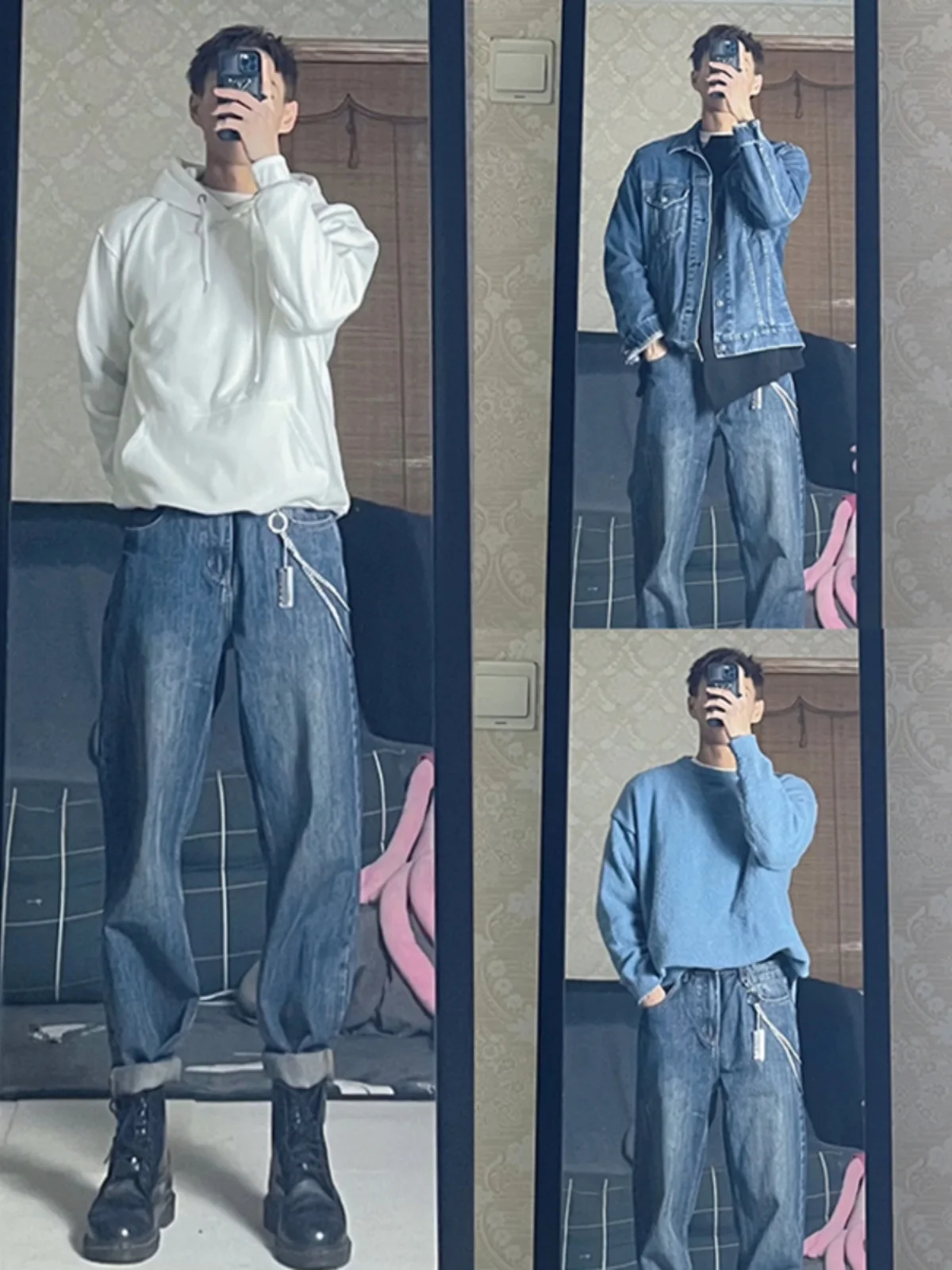 Retro American Deep Blue Men's Jeans Autumn Winter Style with Boots High Street Cool Straight Leg Cotton Polyester Blend
Retro American Deep Blue Men's Jeans Autumn Winter Style with Boots High Street Cool Straight Leg Cotton Polyester Blend