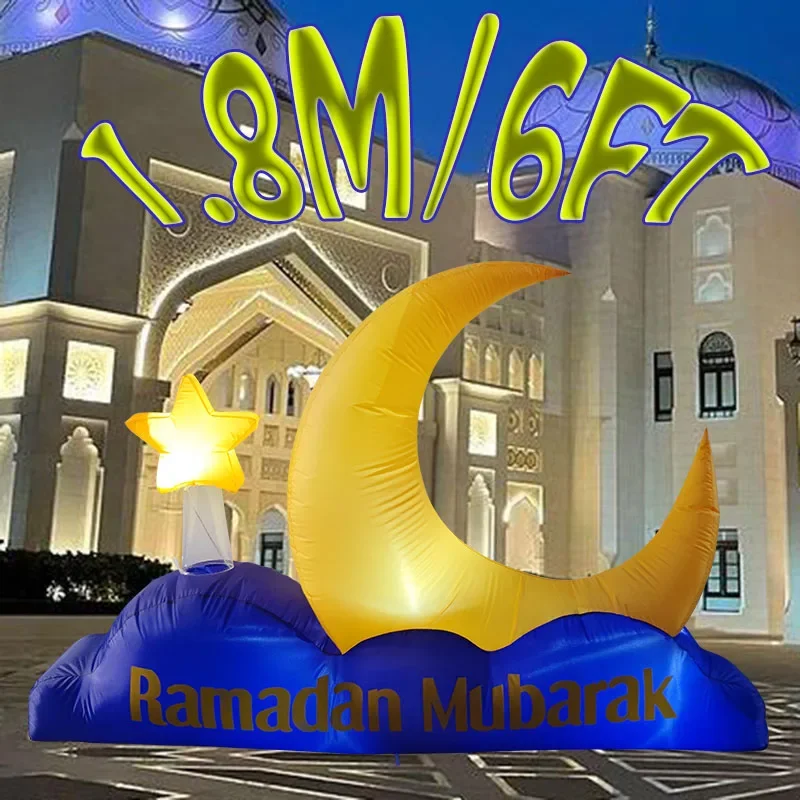 6FT/1.8M Inflatable Toy Middle East Ramadan Eid Mubarak Star and Moon LED Light Model Decor Holiday Outdoor Garden Ornament
6FT/1.8M Inflatable Toy Middle East Ramadan Eid Mubarak Star and Moon LED Light Model Decor Holiday Outdoor Garden Ornament