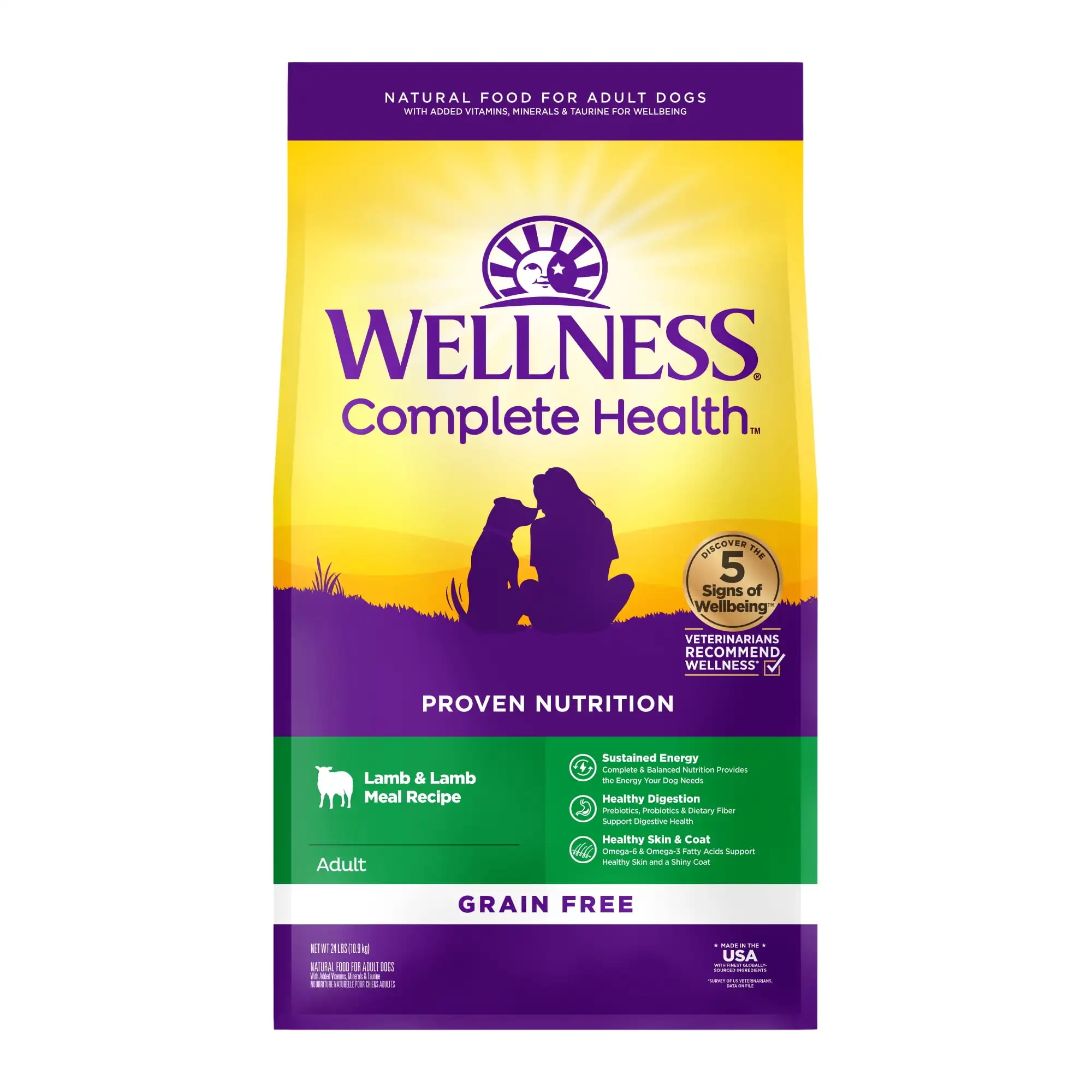 Wellness Complete Health Натуральный сухой корм для собак без зерна, рецепт ягненка, 24-фунтовый пакет
Wellness Complete Health Натуральный сухой корм для собак без зерна, рецепт ягненка, 24-фунтовый пакет