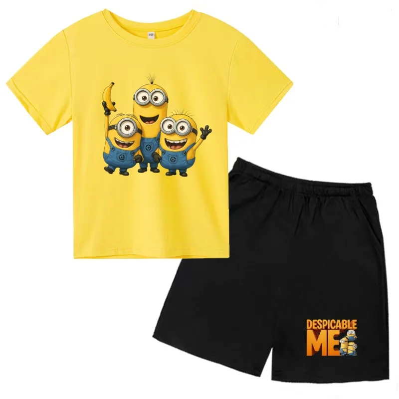 Children T-shirt 3-12Yrs Clothing Summer Short-sleeved Anime Cute Funny Minions Fashion Boys Girls Toddler Top+Shorts Casual Set
Children T-shirt 3-12Yrs Clothing Summer Short-sleeved Anime Cute Funny Minions Fashion Boys Girls Toddler Top+Shorts Casual Set