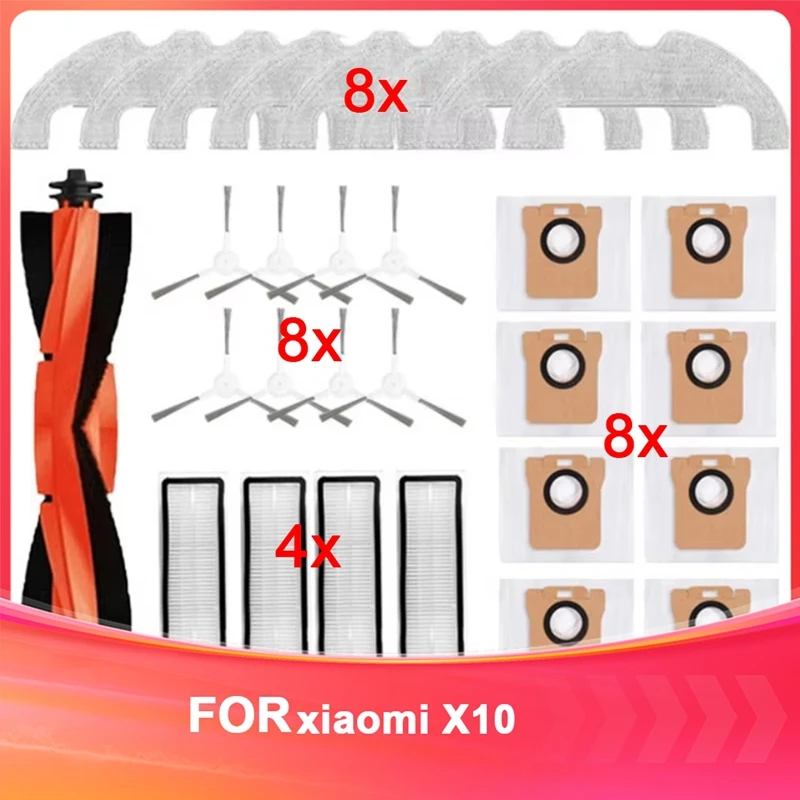 For Xiaomi Robot Vacuum X10 Accessories Main Side Brush Hepa Filter Mop Cloth Dust Bag Replacement Spare Parts
For Xiaomi Robot Vacuum X10 Accessories Main Side Brush Hepa Filter Mop Cloth Dust Bag Replacement Spare Parts