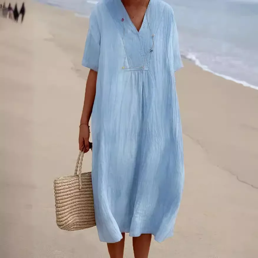 2026 Spring/Summer New Women's Clothing Versatile Casual Slimming Solid Color Cotton Linen Loose Dress
2026 Spring/Summer New Women's Clothing Versatile Casual Slimming Solid Color Cotton Linen Loose Dress