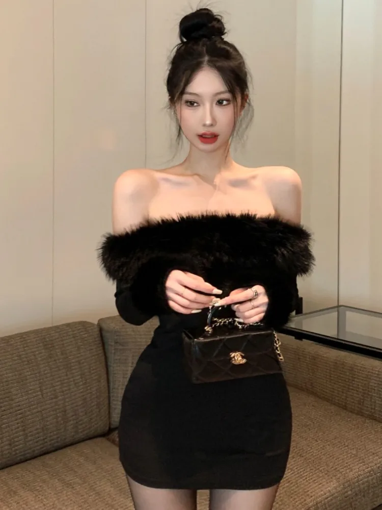 Sexy Girl Style High Collar Shoulder Bared Long Sleeve Dress Women's Spring Autumn Short Skirt Wrap around Design Retro Commute
Sexy Girl Style High Collar Shoulder Bared Long Sleeve Dress Women's Spring Autumn Short Skirt Wrap around Design Retro Commute